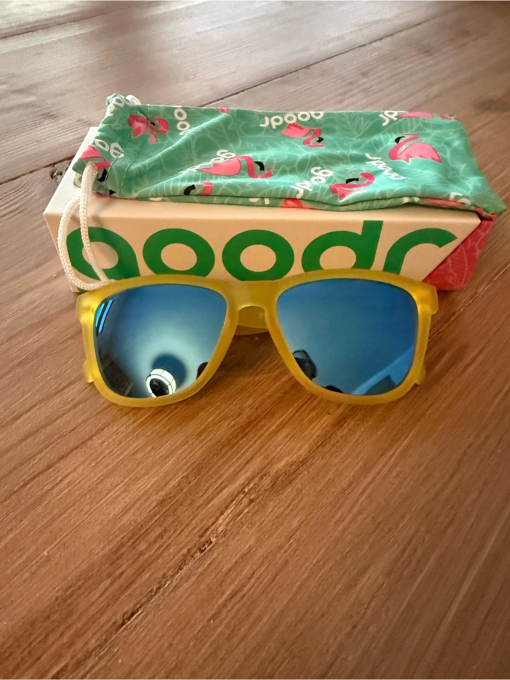 Yellow Sunglasses with Blue Lenses - Picture 2 of 2